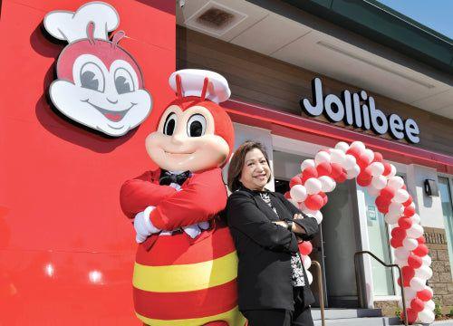 Jollibee mascot posing for a picture